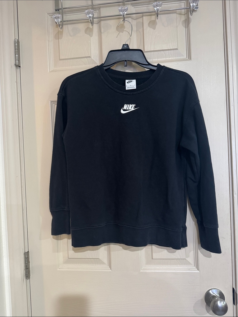 Nike Youth Black Crewneck with White Swoosh
